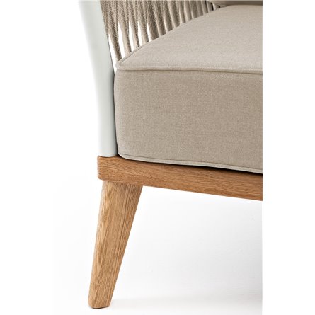 "Касабланка" кресло плетеное из роупа, основание дуб, роуп серо-коричневый 23мм, ткань серая