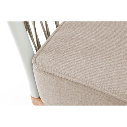 "Касабланка" кресло плетеное из роупа, основание дуб, роуп серо-коричневый 23мм, ткань серая