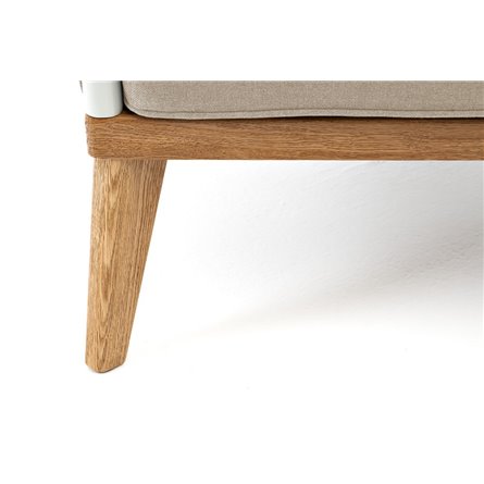 "Касабланка" кресло плетеное из роупа, основание дуб, роуп серо-коричневый 23мм, ткань серая