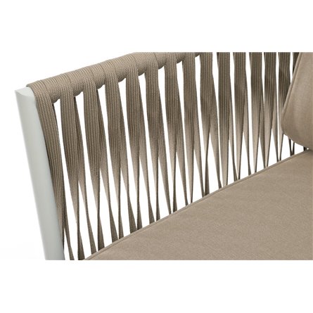 "Касабланка" кресло плетеное из роупа, основание дуб, роуп серо-коричневый 23мм, ткань серая