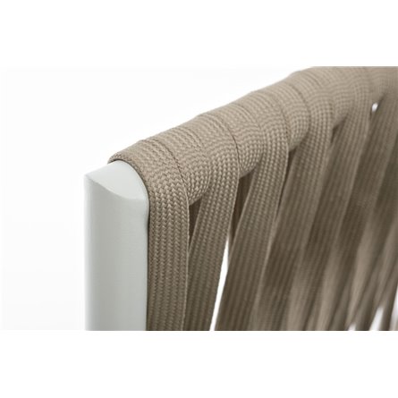 "Касабланка" кресло плетеное из роупа, основание дуб, роуп серо-коричневый 23мм, ткань серая