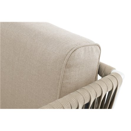 "Касабланка" кресло плетеное из роупа, основание дуб, роуп серо-коричневый 23мм, ткань серая