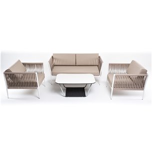 "Касабланка" лаунж-зона плетеная из роупа 4-местная, цвет серо-коричневый