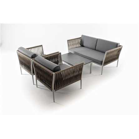 "Касабланка" лаунж-зона плетеная из роупа 4-местная, цвет серый