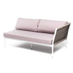 "Касабланка" левый модуль плетеный из роупа, каркас алюминий светло-серый (RAL7035) муар, роуп серо-коричневый 23мм, ткань бежев