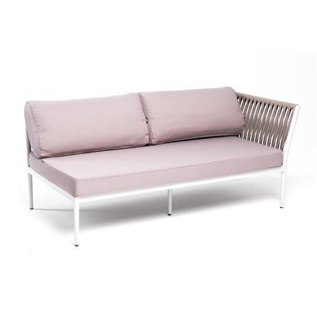 "Касабланка" левый модуль плетеный из роупа, каркас алюминий светло-серый (RAL7035) муар, роуп серо-коричневый 23мм, ткань бежев