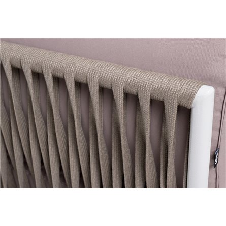 "Касабланка" левый модуль плетеный из роупа, каркас алюминий светло-серый (RAL7035) муар, роуп серо-коричневый 23мм, ткань бежев