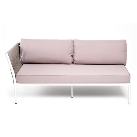 "Касабланка" правый модуль плетеный из роупа, каркас алюминий светло-серый (RAL7035) муар, роуп серо-коричневый 23мм, ткань беже