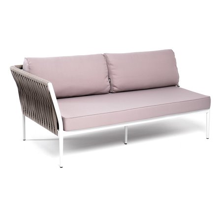 "Касабланка" правый модуль плетеный из роупа, каркас алюминий светло-серый (RAL7035) муар, роуп серо-коричневый 23мм, ткань беже