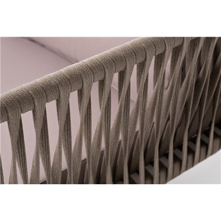 "Касабланка" правый модуль плетеный из роупа, каркас алюминий светло-серый (RAL7035) муар, роуп серо-коричневый 23мм, ткань беже