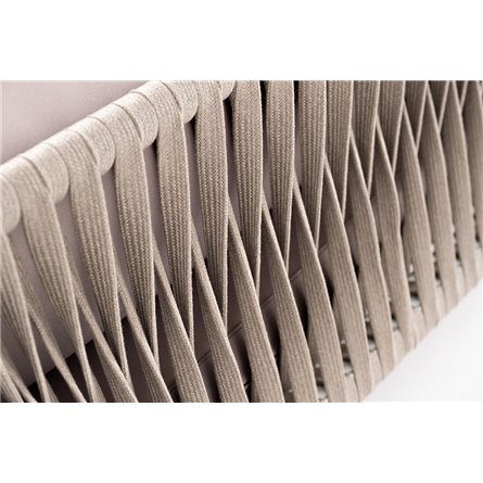 "Касабланка" правый модуль плетеный из роупа, каркас алюминий светло-серый (RAL7035) муар, роуп серо-коричневый 23мм, ткань беже