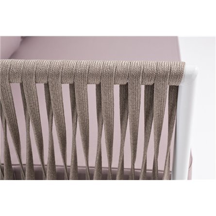 "Касабланка" правый модуль плетеный из роупа, каркас алюминий светло-серый (RAL7035) муар, роуп серо-коричневый 23мм, ткань беже