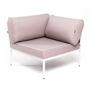 "Касабланка" угловой модуль плетеный из роупа, каркас алюминий светло-серый (RAL7035) муар, роуп серо-коричневый 23мм, ткань беж