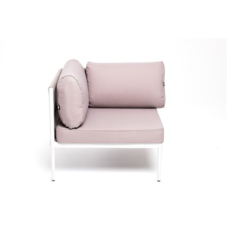 "Касабланка" угловой модуль плетеный из роупа, каркас алюминий светло-серый (RAL7035) муар, роуп серо-коричневый 23мм, ткань беж