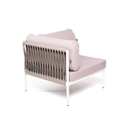 "Касабланка" угловой модуль плетеный из роупа, каркас алюминий светло-серый (RAL7035) муар, роуп серо-коричневый 23мм, ткань беж