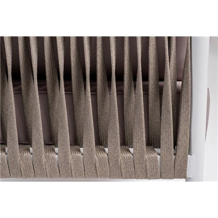 "Касабланка" угловой модуль плетеный из роупа, каркас алюминий светло-серый (RAL7035) муар, роуп серо-коричневый 23мм, ткань беж