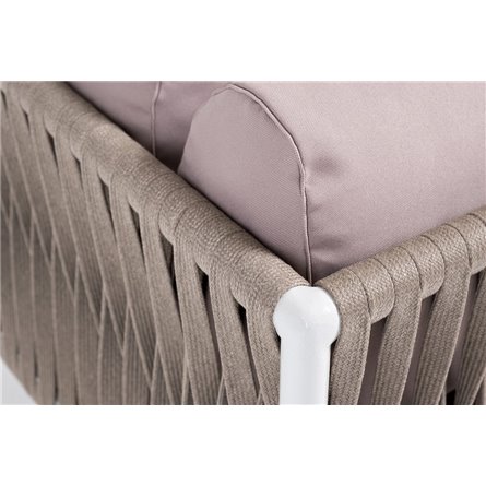 "Касабланка" угловой модуль плетеный из роупа, каркас алюминий светло-серый (RAL7035) муар, роуп серо-коричневый 23мм, ткань беж