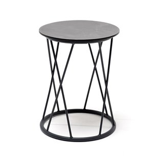 "Колумбия" журнальный стол из HPL круглый Ø40 H55, каркас из стали темно-серый (RAL 7024) муар, цвет столешницы "серый гранит"