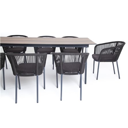 "Куба" обеденная группа на 10 персон, стол HPL "дуб", круглый роуп