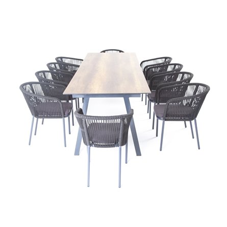 "Куба" обеденная группа на 10 персон, стол HPL "дуб", круглый роуп