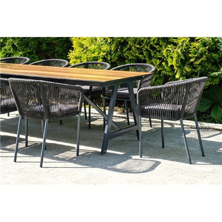 "Куба" обеденная группа на 10 персон, стол HPL "дуб", круглый роуп