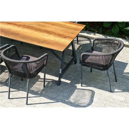 "Куба" обеденная группа на 10 персон, стол HPL "дуб", круглый роуп