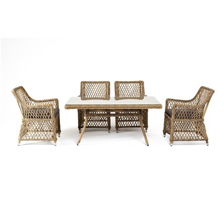 "Латте–140 L" обеденная группа плетеная, цвет соломенный