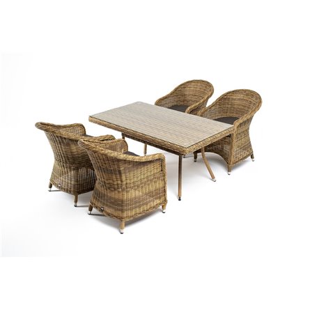 "Латте–140 R" обеденная группа плетеная, цвет соломенный