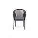 "Лион" стул плетеный из роупа, каркас из стали темно-серый (RAL7024) шагрень, роуп темно-серый круглый, ткань серая