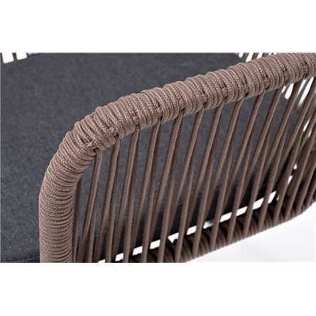 "Лион" стул плетеный из роупа, каркас из стали коричневый (RAL8016) муар, роуп коричневый круглый, ткань бежевая