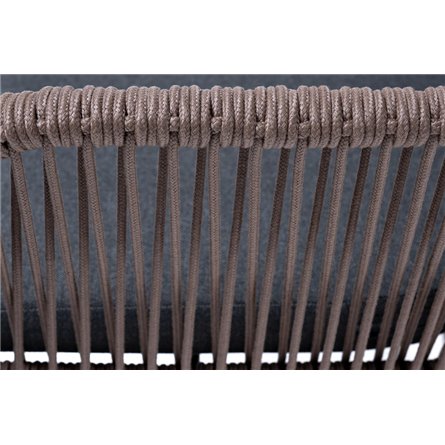 "Лион" стул плетеный из роупа, каркас из стали коричневый (RAL8016) муар, роуп коричневый круглый, ткань бежевая