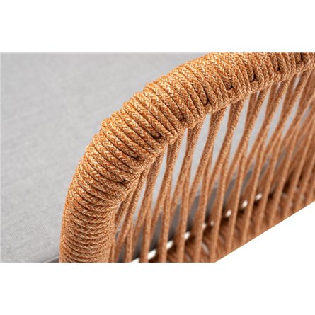 "Лион" стул плетеный из роупа, каркас из стали светло-серый (RAL7035) муар, роуп оранжевый меланж круглый, ткань светло-серая