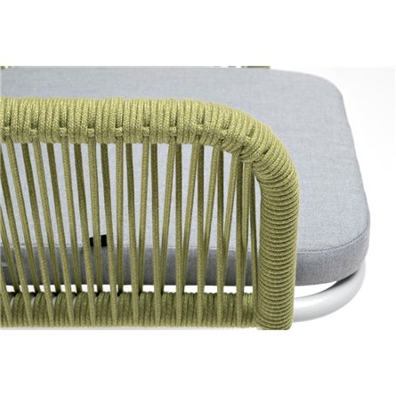 "Лион" стул плетеный из роупа, каркас из стали светло-серый (RAL7035) муар, роуп салатовый меланж круглый, ткань светло-серая