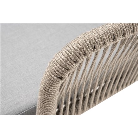 "Лион" стул плетеный из роупа, каркас из стали светло-серый (RAL7035) муар, роуп серый меланж круглый, ткань светло-серая