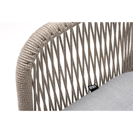 "Лион" стул плетеный из роупа, каркас из стали светло-серый (RAL7035) муар, роуп серый меланж круглый, ткань светло-серая