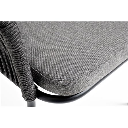 "Лион" стул плетеный из роупа, каркас из стали темно-серый (RAL7024) муар, роуп темно-серый круглый, ткань темно-серая 027