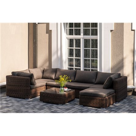 "Капри" трансформирующаяся лаунж-зона из искусственного ротанга, цвет соломенный