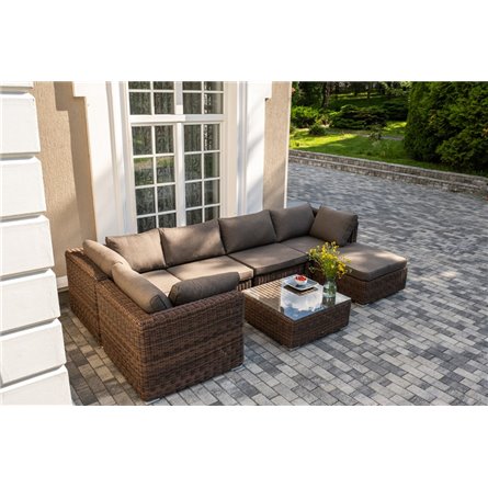 "Капри" трансформирующаяся лаунж-зона из искусственного ротанга, цвет соломенный