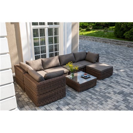 "Капри" трансформирующаяся лаунж-зона из искусственного ротанга, цвет соломенный