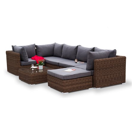 "Капри" трансформирующаяся лаунж-зона из искусственного ротанга, цвет соломенный