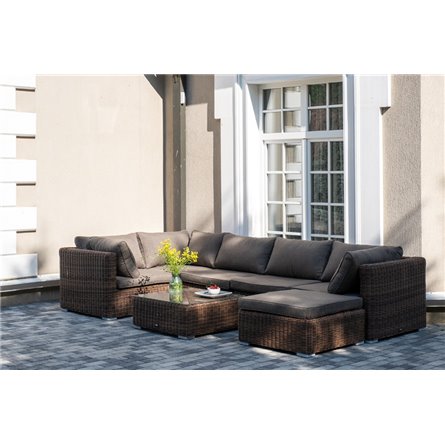 "Капри" трансформирующаяся лаунж-зона из искусственного ротанга, цвет коричневый