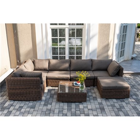 "Капри" трансформирующаяся лаунж-зона из искусственного ротанга, цвет коричневый