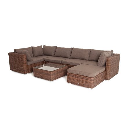 "Капри" трансформирующаяся лаунж-зона из искусственного ротанга, цвет коричневый