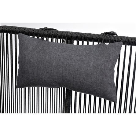 "Мадрид" кресло плетеное из роупа, каркас алюминий темно-серый (RAL7024) муар, роуп темно-серый круглый, ткань темно-серая 027