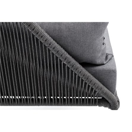 "Мадрид" кресло плетеное из роупа, каркас алюминий темно-серый (RAL7024) муар, роуп темно-серый круглый, ткань темно-серая 027