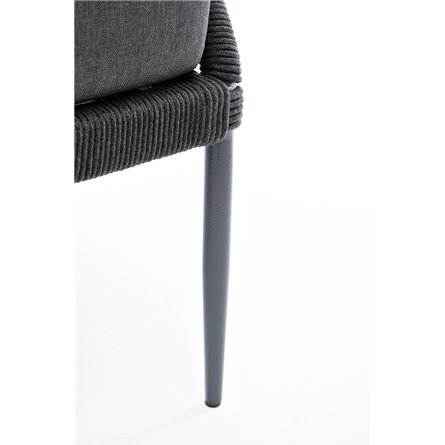 "Мадрид" кресло плетеное из роупа, каркас алюминий темно-серый (RAL7024) муар, роуп темно-серый круглый, ткань темно-серая 027