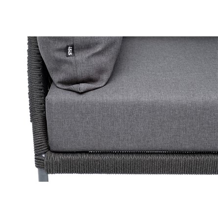 "Мадрид" кресло плетеное из роупа, каркас алюминий темно-серый (RAL7024) муар, роуп темно-серый круглый, ткань темно-серая 027