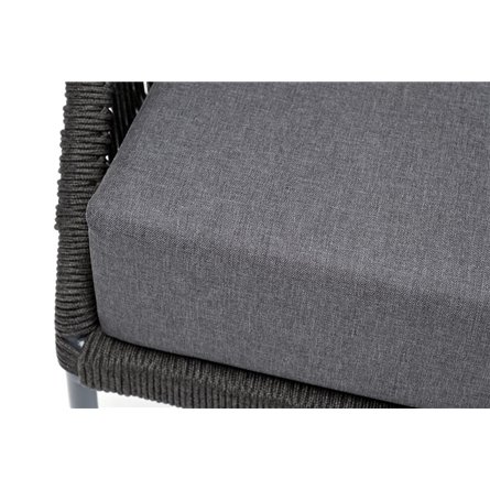 "Мадрид" кресло плетеное из роупа, каркас алюминий темно-серый (RAL7024) муар, роуп темно-серый круглый, ткань темно-серая 027