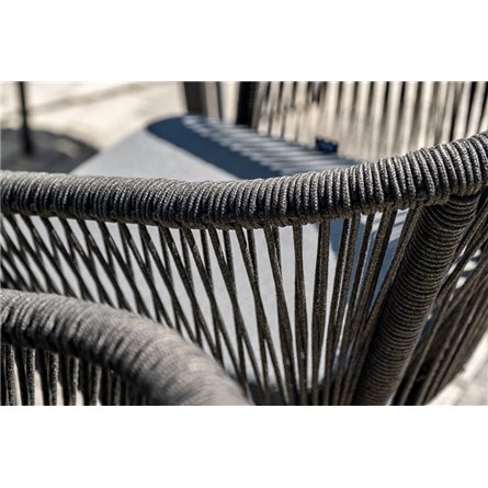 "Малага" обеденная группа на 6 персон со стульями "Марсель", каркас темно-серый, роуп темно-серый