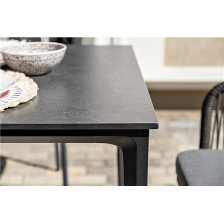 "Малага" обеденная группа на 6 персон со стульями "Марсель", каркас темно-серый, роуп темно-серый